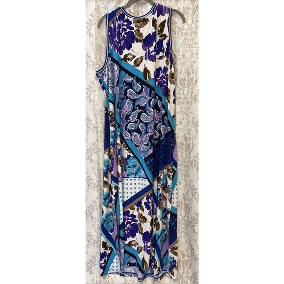 Susan Graver Maxi Dress 2X - V-neck, Sleeveless - Beautiful Colors & Pattern - Picture 6 of 10